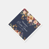 Navy Blue Herfst Floral Vrijgezellenfeest Servet (Hoek)