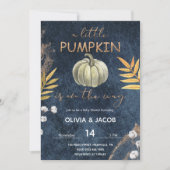 Navy Blue Herfst Pumpkin-Baby shower Kaart (Voorkant)