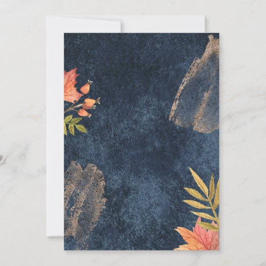 Navy Blue Herfst Pumpkin-Baby shower Kaart (Achterkant)