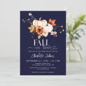 Navy Blue Herfst Verliefd Daisy Pompoen Vrijgezell Kaart (Staand voorkant)