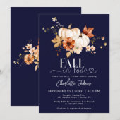 Navy Blue Herfst Verliefd Daisy Pompoen Vrijgezell Kaart (Voorkant / Achterkant)