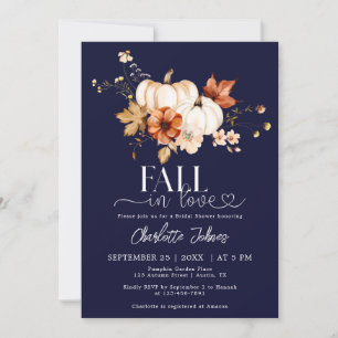 Navy Blue Herfst Verliefd Daisy Pompoen Vrijgezell Kaart