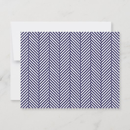 Navy Blue Herringbone Custom Monogram Stationery Notitiekaartje (Achterkant)