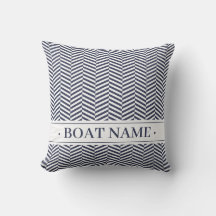 Navy Blue Herringbone Decor met Boat Name.