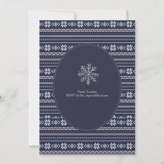 Navy Blue Hert Folklore Kerst Xmas ELKE FEESTJE Pa Kaart (Achterkant)