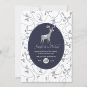 Navy Blue Hert Folklore Kerstmis ELKE FEest Borrel Kaart (Voorkant)