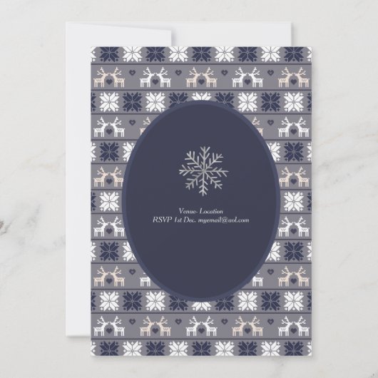 Navy Blue Hert Folklore Kerstmis ELKE GELEGENHEID Kaart (Achterkant)