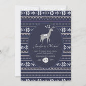 Navy Blue Herten Folk Art Kerstmis ELKE GEBEURTENI Kaart (Voorkant)