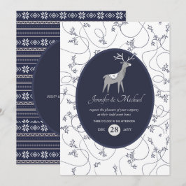 Navy Blue Herten Folk Art Kerstmis ELKE GELEGENHEI Kaart