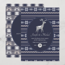 Navy Blue Herten Folk Art Kerstmis ELKE GELEGENHEI Kaart