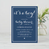 Navy Blue Het is een neutraal Baby shower van het  Kaart (Staand voorkant)