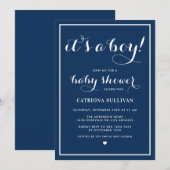 Navy Blue Het is een neutraal Baby shower van het  Kaart (Voorkant / Achterkant)