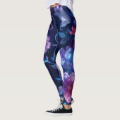Navy Blue Hibiscus Bloemd Leggings (Links)