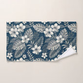 Navy Blue Hibiscus Monstera Tropical Botanical Bad Handdoek (Handdoek)