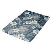 Navy Blue Hibiscus Monstera Tropical Botanical Badmat (Gekanteld)