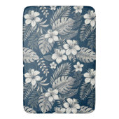 Navy Blue Hibiscus Monstera Tropical Botanical Badmat (Voorkant Verticaal)