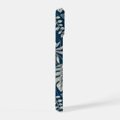 Navy Blue Hibiscus Monstera Tropical Botanical iPhone 15 Case (Rechterkant)