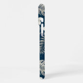 Navy Blue Hibiscus Monstera Tropical Botanical iPhone Hoesje (Linkerkant)