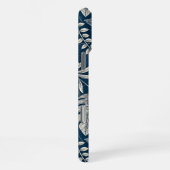 Navy Blue Hibiscus Monstera Tropical Botanical iPhone Hoesje (Rechterkant)