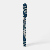 Navy Blue Hibiscus Monstera Tropical Botanical iPhone Hoesje (Rechterkant)