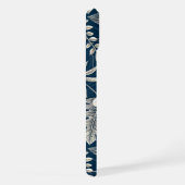 Navy Blue Hibiscus Monstera Tropical Botanical iPhone Hoesje (Rechterkant)