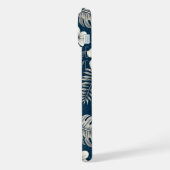 Navy Blue Hibiscus Monstera Tropical Botanical iPhone Hoesje (Linkerkant)