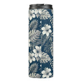 Navy Blue Hibiscus Monstera Tropical Botanical Thermosbeker (Achterkant)