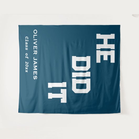 Navy blue, hij deed het op de achtergrond van het  wandkleed (Voorkant (horizontaal))