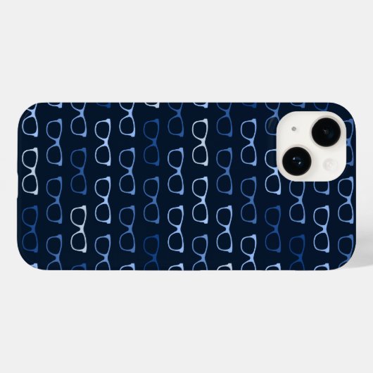 Navy Blue Hipster glazen patroon Geeky Case-Mate iPhone Case (Achterkant (horizontaal))