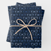 Navy Blue Hipster glazen patroon Nerd Inpakpapier Vel (In situ)