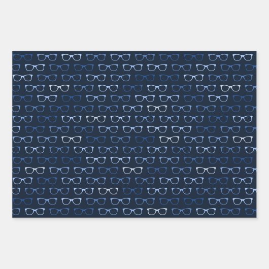 Navy Blue Hipster glazen patroon Nerd Inpakpapier Vel (Voorkant 3)