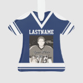 Navy Blue Hockey Jersey met foto Ornament (achterkant)