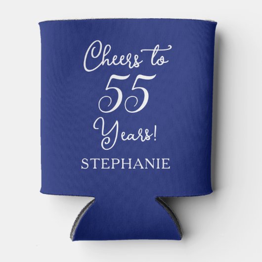 Navy Blue Hoera voor 55 jaar 55ste verjaardag Blikjeskoeler (Voorkant)