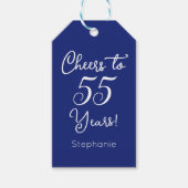 Navy Blue Hoera voor 55 jaar 55ste verjaardag Cadeaulabel (Voorkant)