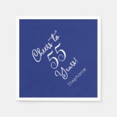 Navy Blue Hoera voor 55 jaar 55ste verjaardag Servet (Voorkant)