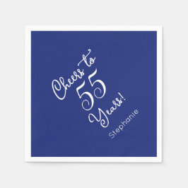 Navy Blue Hoera voor 55 jaar 55ste verjaardag Servet