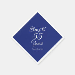 Navy Blue Hoera voor 55 jaar 55ste verjaardag Servet