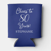 Navy Blue Hoera voor 80 jaar 80ste verjaardag Blikjeskoeler (Voorkant)