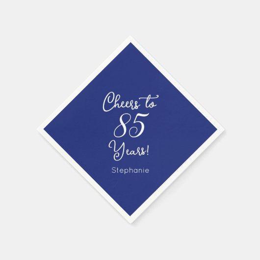 Navy Blue Hoera voor 85 jaar 85ste verjaardag Servet (Hoek)