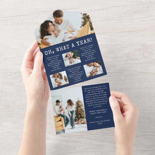 Navy Blue Holiday Collage Kaart (Afscheurbaar)