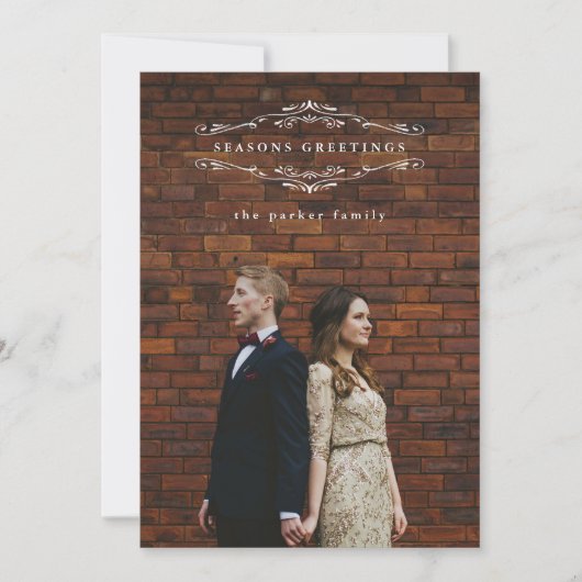 Navy Blue Holiday Elegance | Foto Feestdagenkaart (Voorkant)