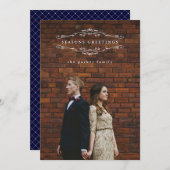 Navy Blue Holiday Elegance | Foto Feestdagenkaart (Voorkant / Achterkant)