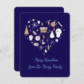 Navy Blue Holiday Kaart (Voorkant / Achterkant)