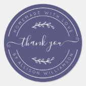 Navy Blue Homemade Thank You Label (Voorkant)