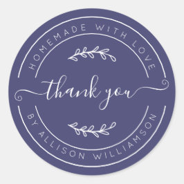 Navy Blue Homemade Thank You Label