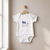 Navy Blue Hond 1e Babyborrel Romper