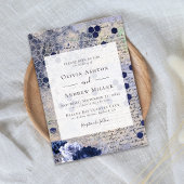 Navy Blue Honeycomb Bloemen bruiloft Kaart