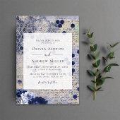 Navy Blue Honeycomb Bloemen bruiloft Kaart