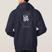 Navy Blue Hoodie +je witte zakelijke Logo op achte (Achterkant)
