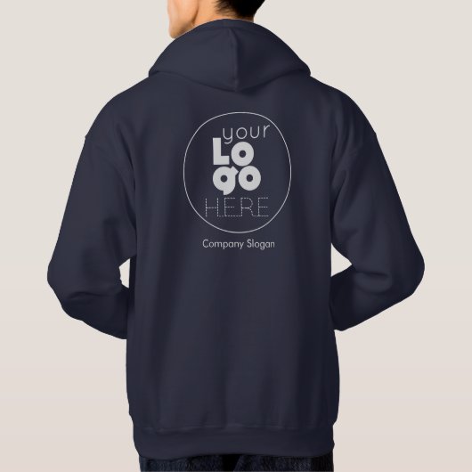 Navy Blue Hoodie +je witte zakelijke Logo op achte (Achterkant)